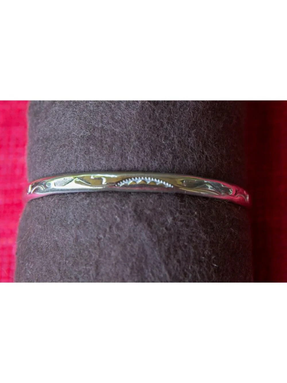 Vintage Navajo Sterling Silver Cuff Bracelet with stamped sun design